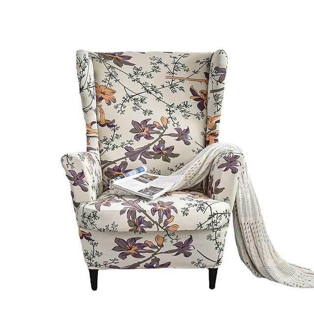 1 Set of 2 Pieces Stretch Wingback Chair Cover Wing Chair Slipcovers