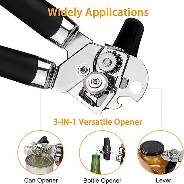 3in1 Multifunctional Kitchen Bottle Opener Stainless Steel Can Knife
