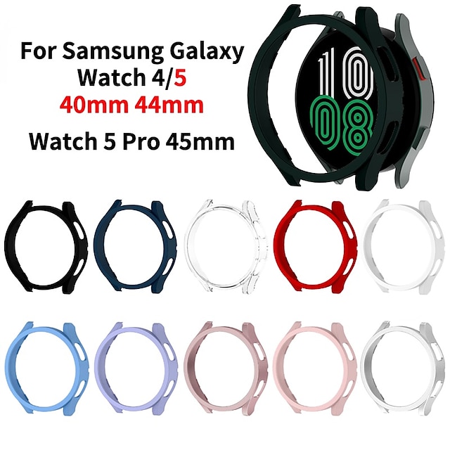  1 Pack Watch Case Compatible with Samsung Galaxy Watch 5 Pro 45mm / Watch 5 40mm / Watch 5 44mm / Watch 4 40mm / Watch 4 44mm Scratch Resistant Rugged Bumper Full Cover PC Watch Cover