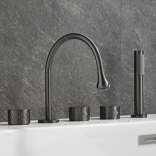  badekar kran - moderne galvanisert romersk badekar messing ventil badekar dusj blandebatterier