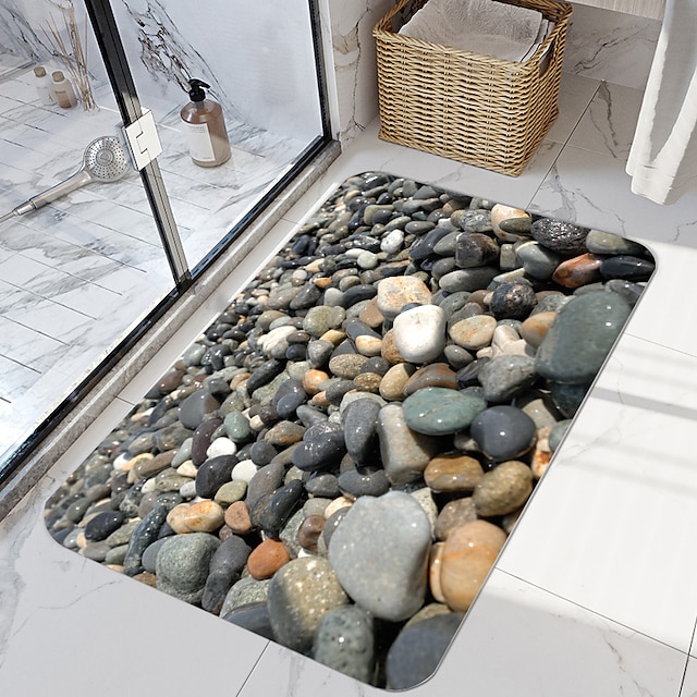  מחצלת רצפת הדפסה דיגיטלית מסדרת אבן אבן מודרנית מחצלות אמבטיה לא ארוגים / קצף זיכרון חידוש אמבטיה