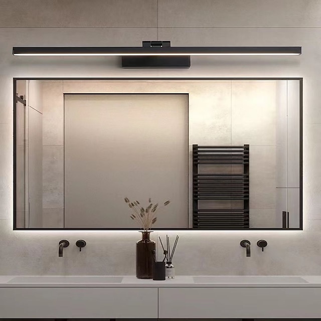  Lampă frontală cu oglindă cu LED de 23,6 inch, lumini cu LED de 14 W pentru baie peste oglindă Corpuri de iluminat de perete negru pentru baie, dormitor, dulap living
