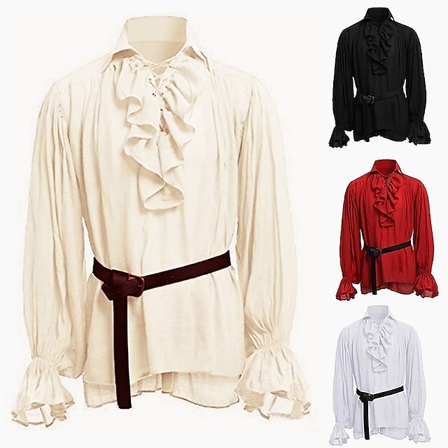  ιππότης ritter outlander plus size ρετρό vintage πανκ και γοτθικό μπλουζάκι μεσαιωνικής αναγέννησης του 17ου αιώνα ανδρικό μπλουζάκι με φουσκωτό κοστούμι vintage cosplay performance πάρτι πουκάμισο μασκέ