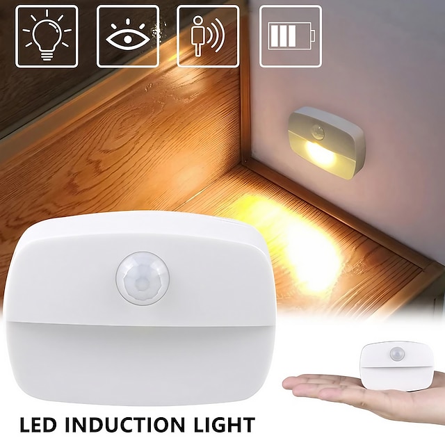 Luz led con sensor de movimiento de 2/6 Uds., lámpara de pared inalámbrica con pilas, luz nocturna sin reflejos, luz led para puerta de armario y pasillo