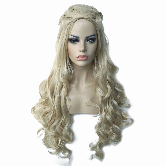  casa dragonului perucă daenerys targaryen perucă perucă cosplay perucă blondă albă perucă ondulată lungă perucă pentru femei daenerys targaryen perucă prințesă dragon
