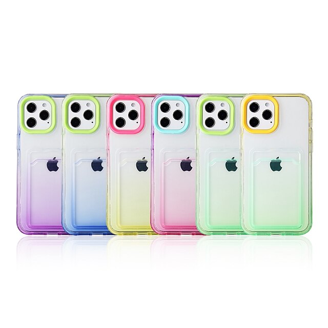  Phone Case For Apple Back Cover iPhone 14 Pro Max iPhone 14 Pro iPhone 14 iPhone 13 Pro Max 12 11 SE 2022 X XR XS Max 8 7 iPhone 14 Max Translucent Card Holder Slots Shockproof Color Gradient TPU PC