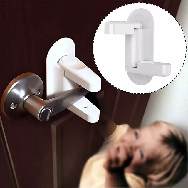Childproof Door Lever Lock Prevents Toddlers From Opening Doors. Easy