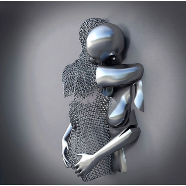  אמנות קיר תלת מימד הדפסי לב/פוסטרים מתכת פיסול זוג חיבוק תמונה מודרנית קישוט הבית תליית קיר מתנה מגולגל קנבס לא ממוסגר לא מתוח