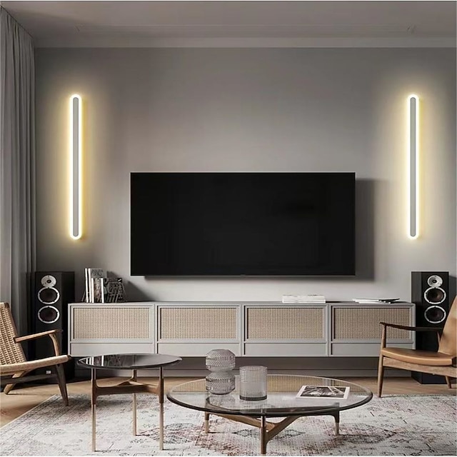  مصباح حائط طويل بسيط من Lightinthebox، 40 سم / 60 سم مصباح جداري حديث بخلفية LED لغرفة المعيشة وغرفة النوم بجانب السرير، مصباح حائط داخلي من الألومنيوم