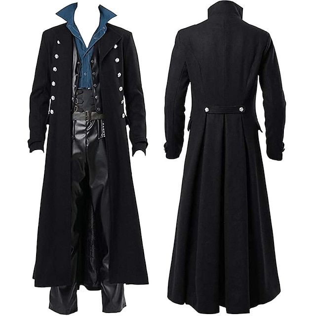  Retro Vintage Punk & Gothic Medieval 17th Century Coat Trench Coat Outerwear Plague Doctor Men's Masquerade Party Coat