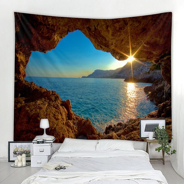 Ocean Wave Cave Wall Tapestry Art Decor Blanket Curtain Picnic ...