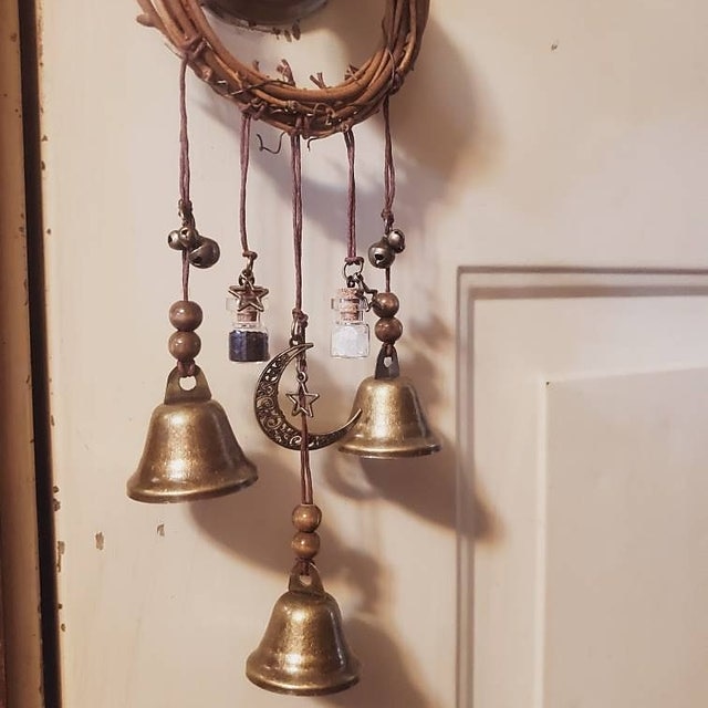 Bells for Door Knob for Protection, Witch Wind Chimes Door Hanger