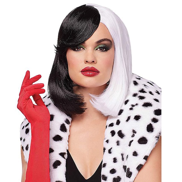  Peluca de Cruella pelucas de fiesta de cosplay pelucas de Halloween