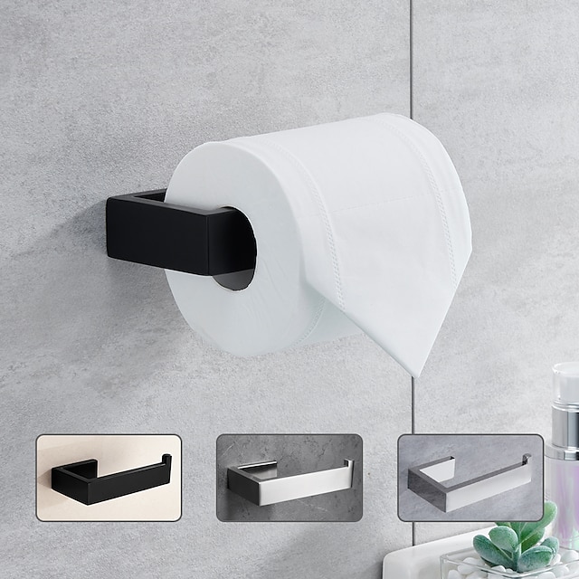  Soporte de papel higiénico, dispensador de colgador de rollos de papel de 14,5 cm de acero inoxidable 304 montado en la pared para baño& cocina (negro/níquel cepillado/cromo)