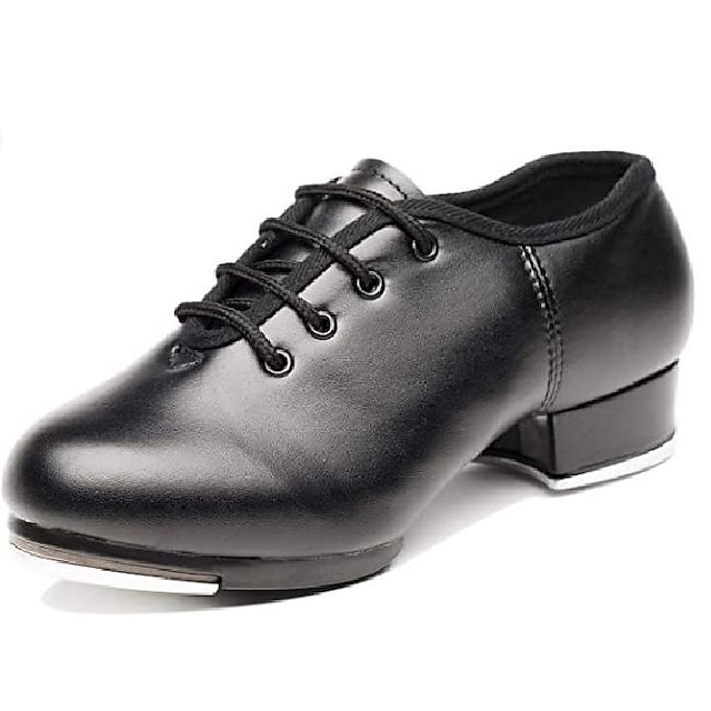 Универсальные Обувь для чечётки Линия Танца Танцевальная обувь Выпускной Тренировочные Профессиональный стиль Засоряющаяся обувь Оксфорды На каблуках Толстая каблук Шнуровка Черный