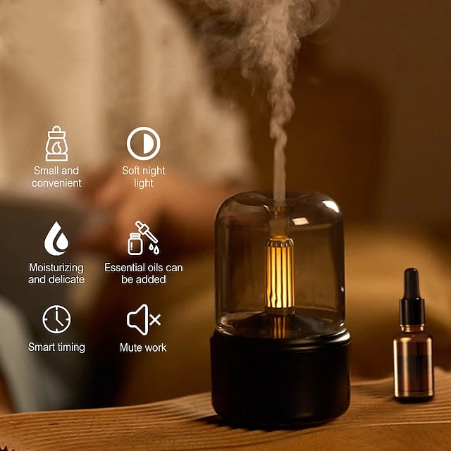  luftfukter 120ml aroma diffuser stearinlys lampe elektrisk aromaterapi diffusor flamme humidicador usb skrivebordsdekor nattlys