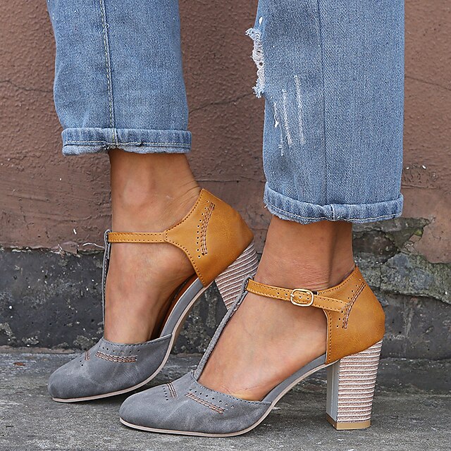 chaussures à talons bicolores bleues et jaunes pour femmes, pour tenue vintage et décontractée