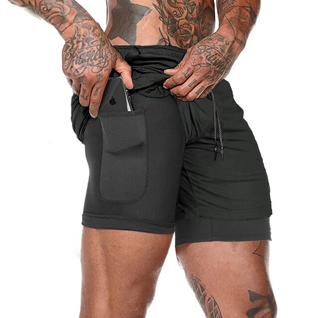 Men's Athletic Shorts Running Shorts Gym Shorts Drawstring 2 in 1 with