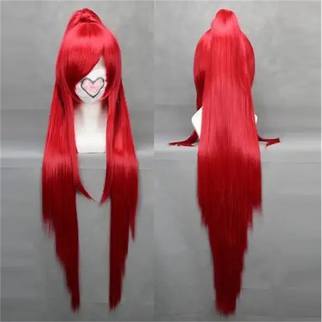 Puella Magi Madoka Magica Women Long Straight Red Bangs Wig with a Clip ...