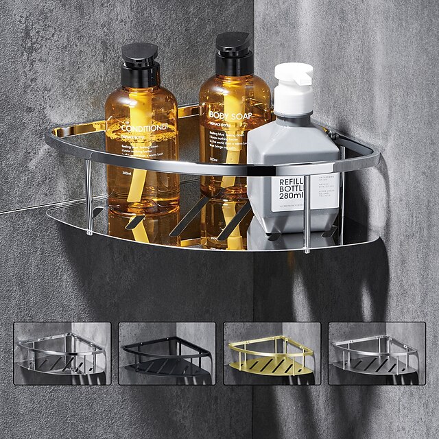  Triangle Bathroom Shelf For Washing Supplies, Wall Mounted, New Design Creative Contemporary Modern Stainless Steel 1pc