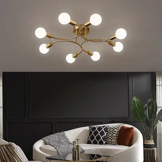  Золотая потолочная лампа для спальни, креативная многоголовая, простая гостиная, столовая, лампа, бытовая светодиодная основная лампа