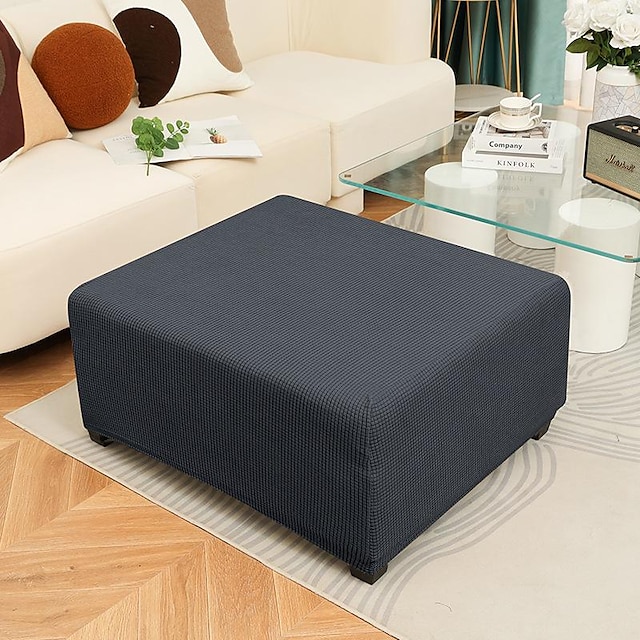  Stretch Ottoman Cover Spandex Elastic Stretch Rectangle Folding Storage Covers Removable Footstool Protect Footrest Covers