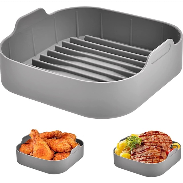 Square Air Fryers Oven Baking Tray AirFryer Silicone Pot Replacemen ...