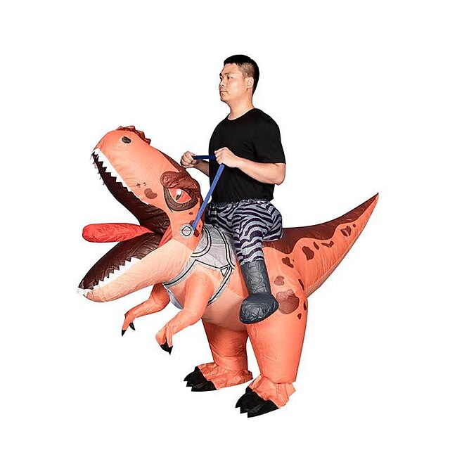  Inflatable Dinosaur Costume Riding Blow up Funny Fancy Dress Party Halloween Costume Mardi Gras Prom Carnival Party Pu Foam 3d Animal Dragon