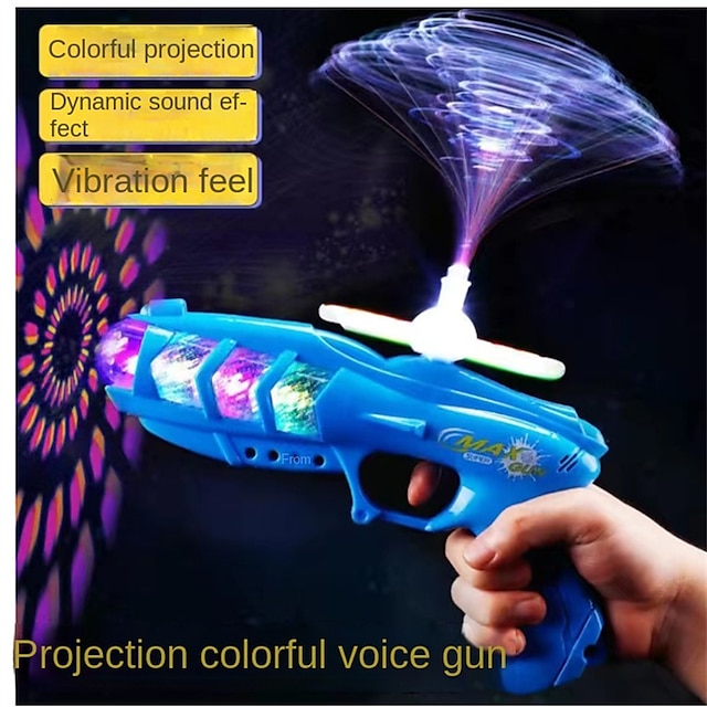  Brinquedo infantil elétrico mini pistola rotativa som e arma de projeção de luz interação pai-filho brinquedo ao ar livre meninos meninas presente