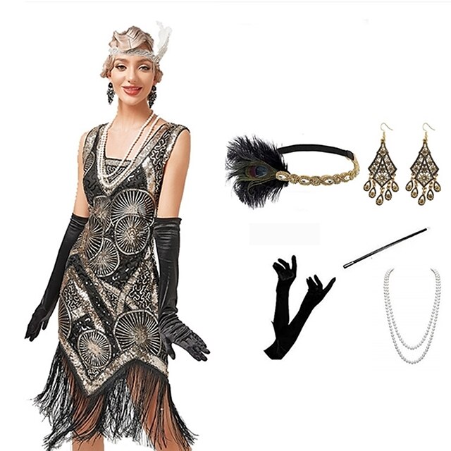 Roaring 20s The Great Gatsby Flapper Dress Outfits Masquerade Christmas ...