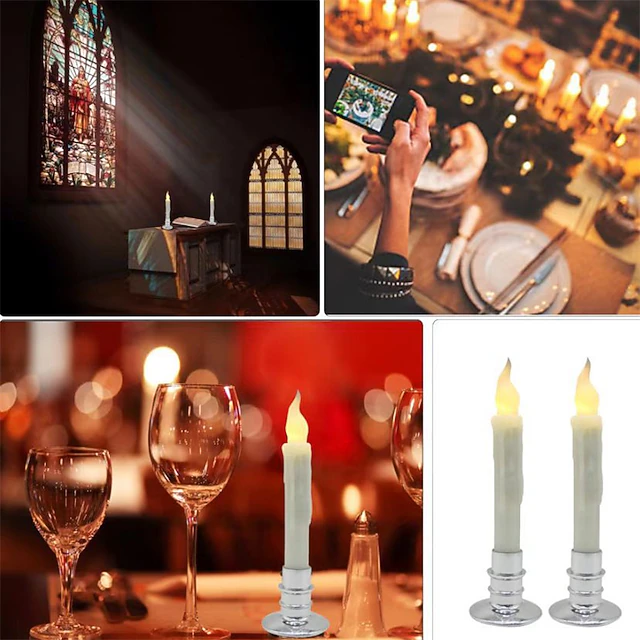 Halloween Floating Candles Yakpo 12-Pack LED Taper Candles With Remote - Flameless Flickering Battery Operated Candles Flameless Taper Candles
