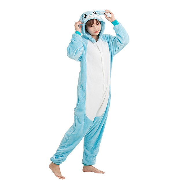  Kid's Adults' Kigurumi Pajamas Rabbit Bunny Character Onesie Pajamas Flannel Fabric Cosplay For Men and Women Boys and Girls Carnival Animal Sleepwear Cartoon