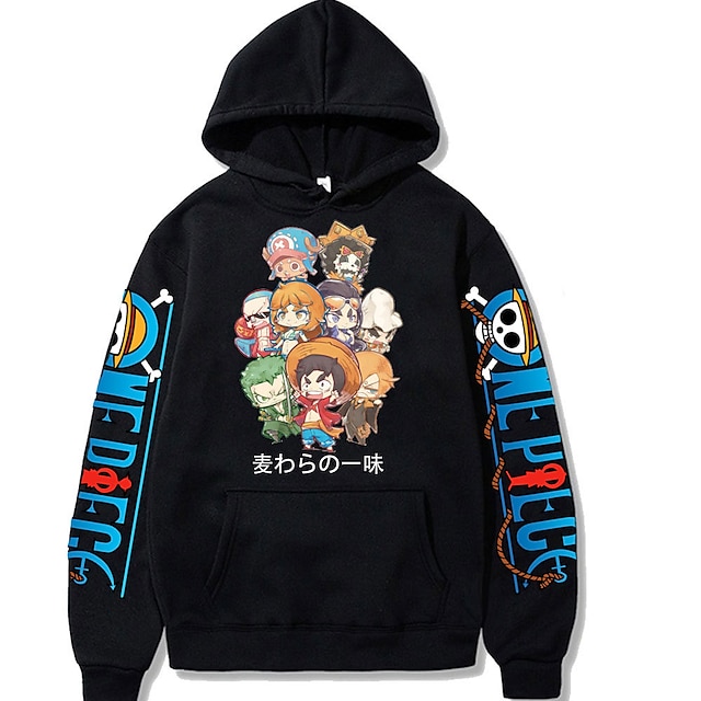  One Piece Monkey D. Luffy Hoodie Anime Cartoon Anime Front Pocket Graphic For Couple's Men's Women's Adults' Hot Stamping