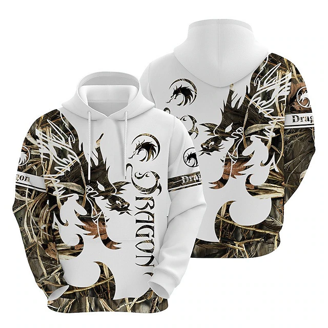 Men's Dragon Graphic Prints Hoodie Hoodies Sweatshirt Streetwear Designer Long Sleeve Hooded Daily Sports White Print Spring &  Fall Designer2