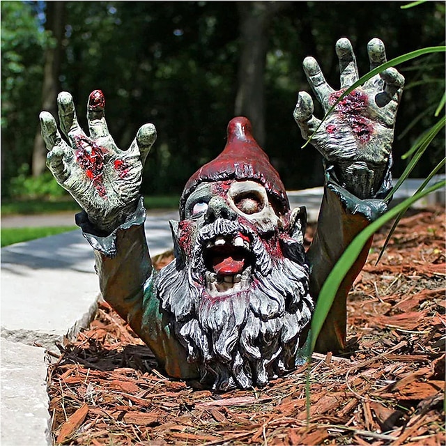  Halloween Ghost Festival Zombie Gnome Bust Statue Resin Handicraft Ornaments Garden Courtyard Decoration