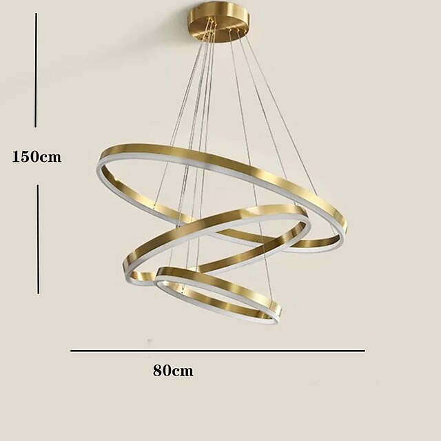 LED Pendant Light Ring Circle Design 3 Rings 40/60/80cm Adjustable ...