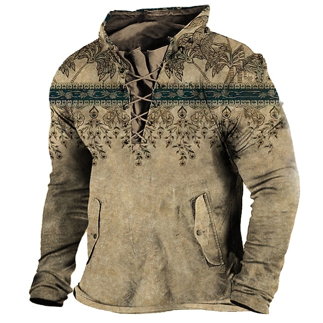 Men's Unisex Plants Graphic Prints Sweatshirt Long Sleeve Sweatshirt Hooded Designer Casual Big and Tall 3D Print Sports & Outdoor Daily Sports Lace up Print Spring & Fall 7