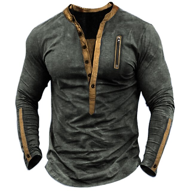 Men's Pullover Button Up Hoodie Army Green Khaki Light Grey Navy Blue ...