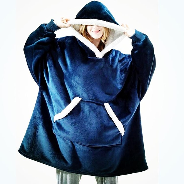 Wearable Blanket Hoodie, Oversized Sherpa Hooded Blanket Sweatshirt ...