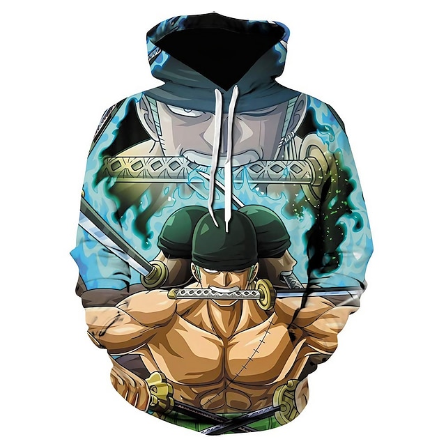  One Piece Pellicule : Rouge Roronoa Zoro Sweat à capuche Dessin Animé Manga Animé 3D Poche avant Art graphique Pour Couple Homme Femme Adulte Impression 3D
