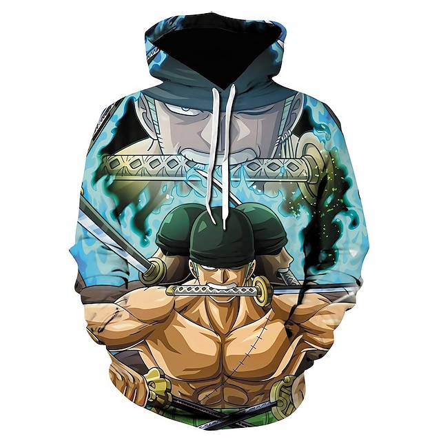  One Piece Film: Rot Roronoa Zoro Kapuzenshirt Zeichentrick Manga Anime 3D Vordertasche Grafik Für Paar Herren Damen Erwachsene 3D-Druck