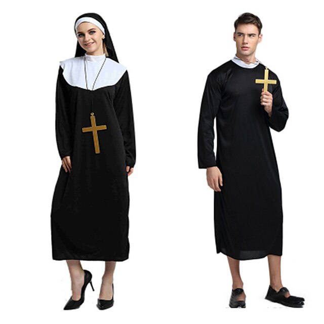Nun Priest Couples Costumes Men S Women S Movie Cosplay Cosplay Halloween Black Headpiece