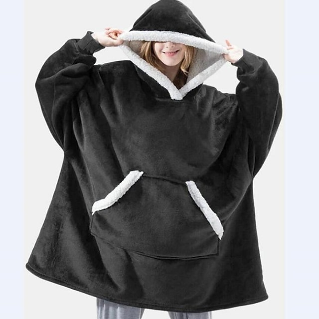  Wearable Blanket, Oversized Sherpaed Blanket Sweatshirt, Giant Warm Fuzzy Fleece Lounging Blanket with Sleeves Pocket, Soft Comfort Packable for Women Men Adults