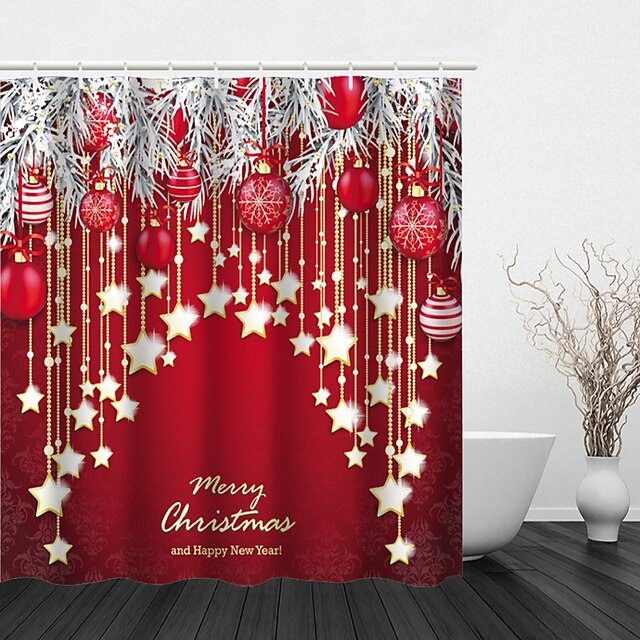 Christmas Shower Curtain Printed Shower Curtain With Hook Modern