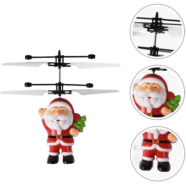  1 pcs Christmas Flying Ball Toy Santa Claus Helicopter Santa Claus Rechargeable Rc Toys Christmas Stocking Fillers Kids Party