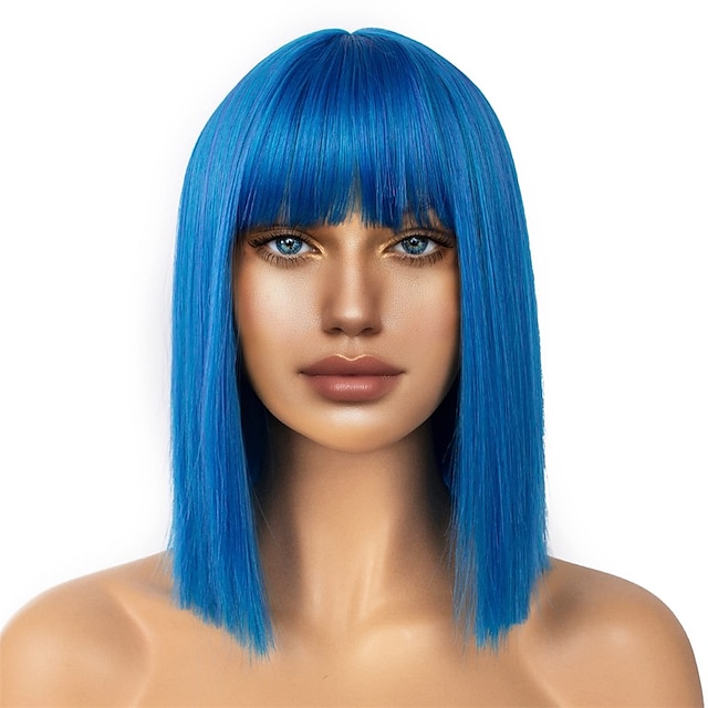  perruques courtes bob avec frange pour femmes cheveux raides synthétiques coupe bob perruque longueur d'épaule mode bob cosplay perruque pour fille perruques de costume colorées perruque de carnaval