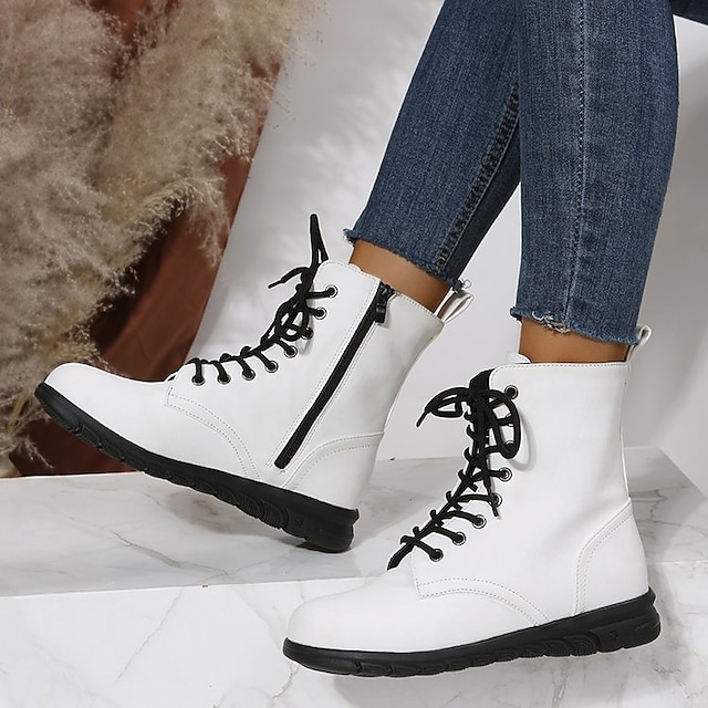 Women's Boots Combat Boots Plus Size Lace Up Boots Daily Booties Ankle ...