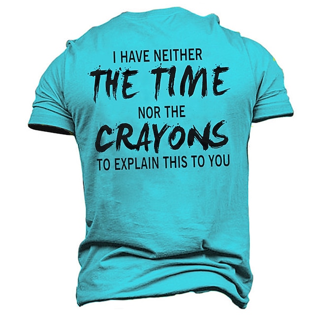 Men's Unisex T shirt Tee Letter Graphic Prints Crew Neck Yellow Blue Purple Green Gray 3D Print