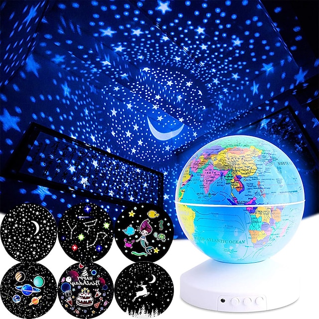  Star Galaxy Projector Night Light Lamp for Kids 360 Degree Rotation - 3 LED Bulbs 6 Light Color Changing with USB Cable Romantic Gifts for Men Women Children