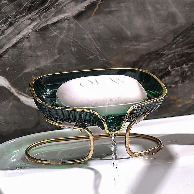  plato de jabón bandeja de drenaje caja de jabón caja con soporte de hierro barra de jabón soporte de jabón bandeja de jabón para ducha cuarto de baño lavabo decoración de baño